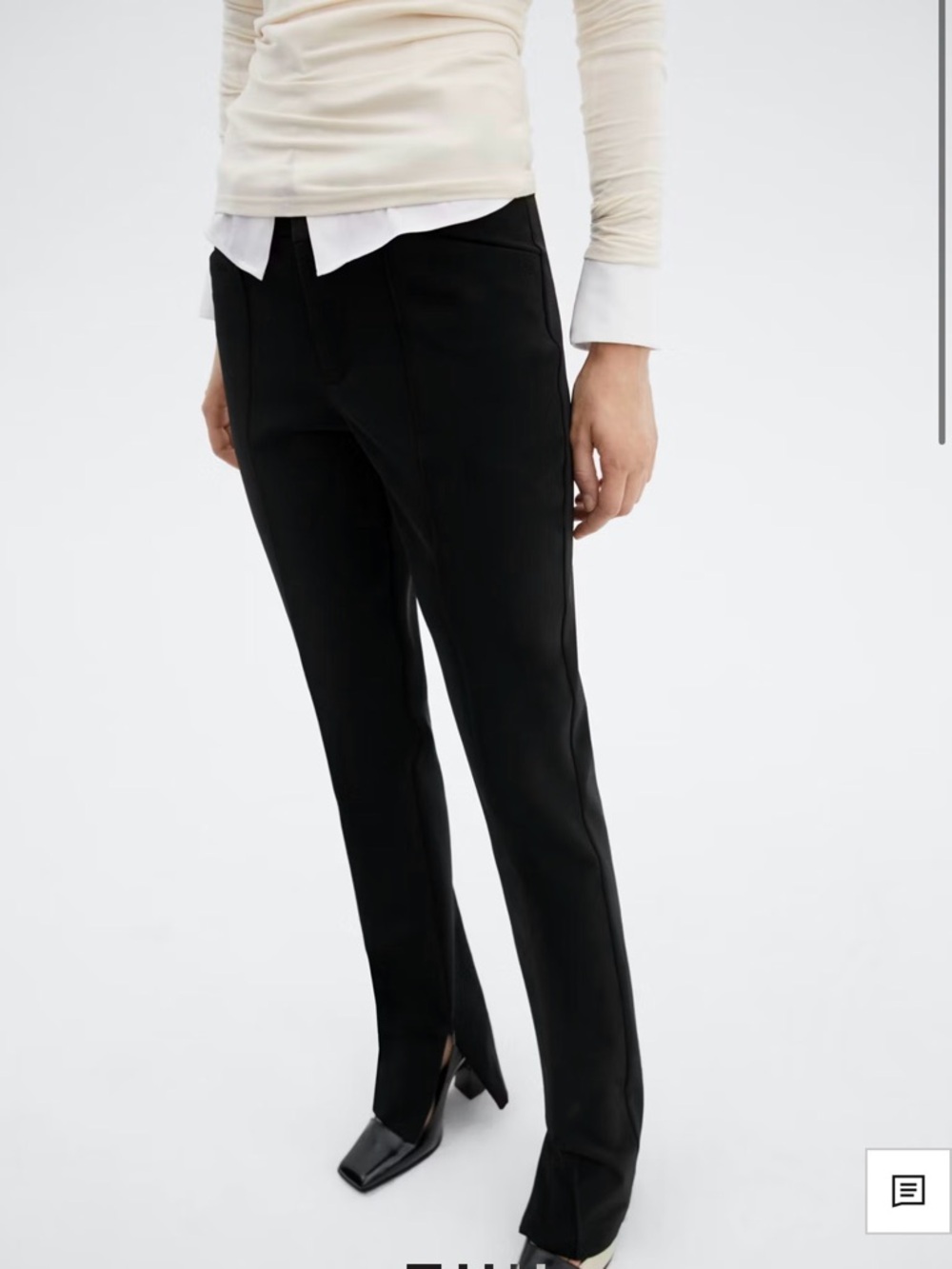 Mango Black Slim Tailored Split-Hem Pants